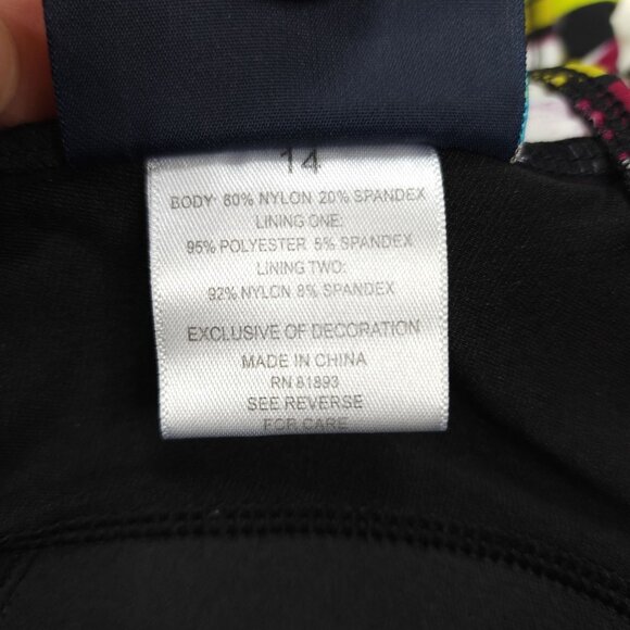 D&Co Beach Tropical Print Swim Dress Slimming With Built-In Bra Size 14 - Picture 15 of 16